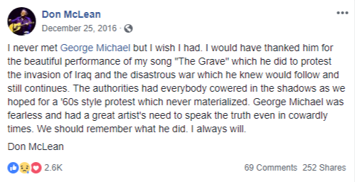Don McLean Tribute to George Michael