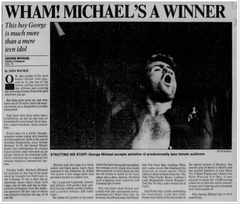 'Wham! Michael's a Winner' Concert Review (Vancouver, 1988)