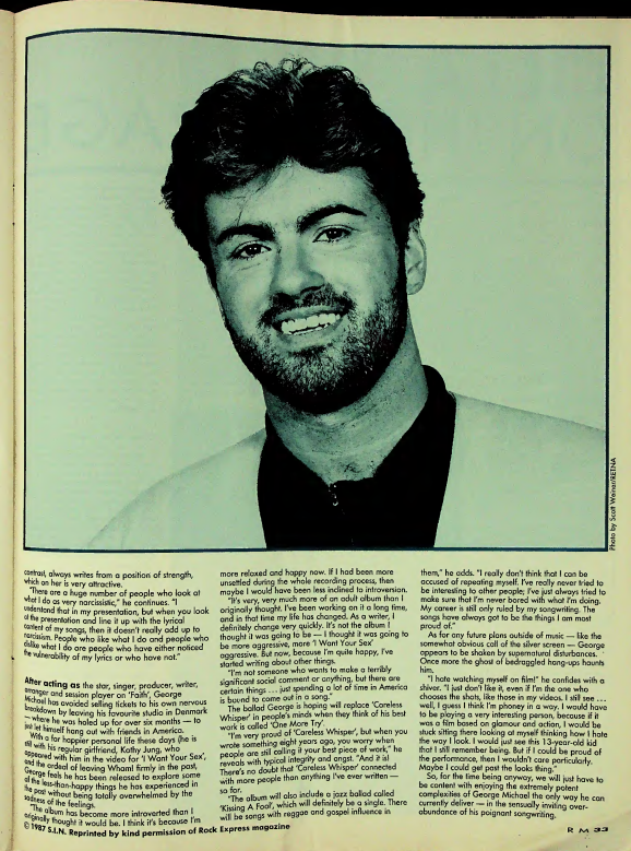 Record Mirror November 28, 1987 interview with George Michael